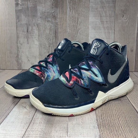 kyrie 5 navy blue and white